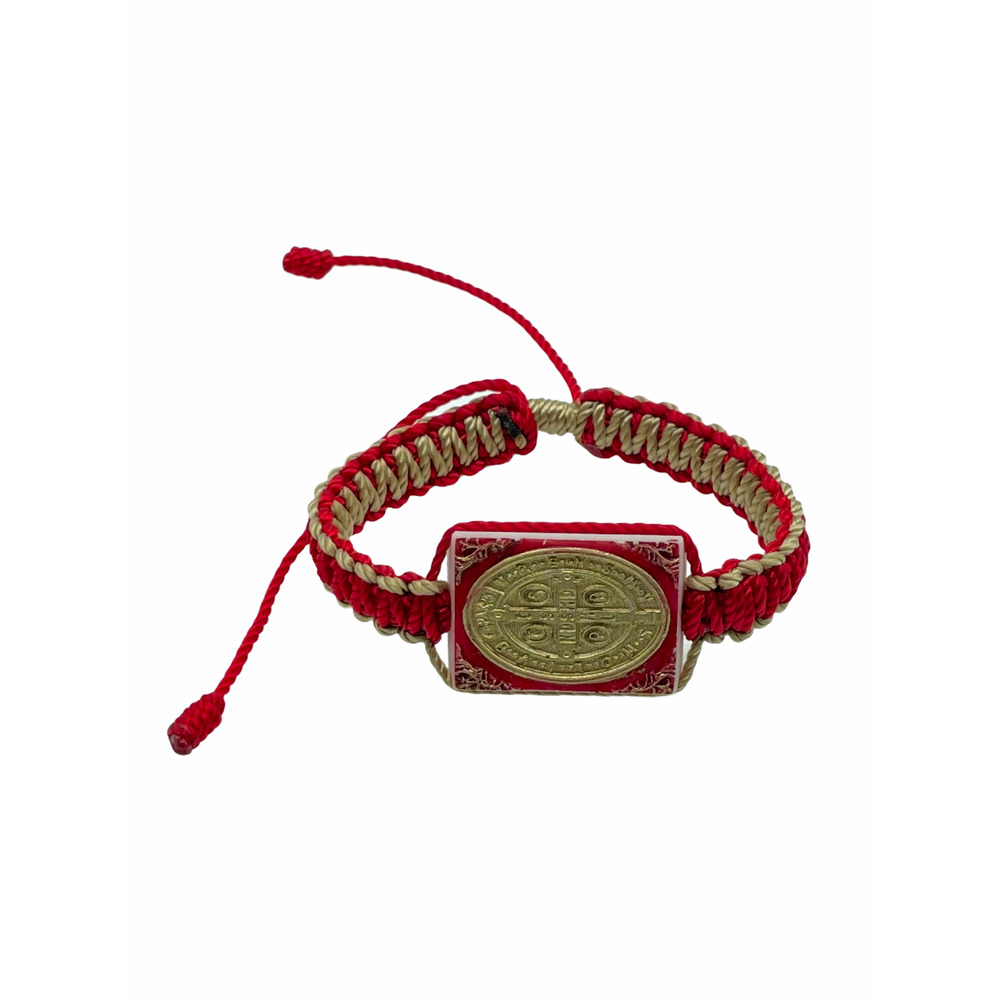 COPY - St Benedict Bracelet Knotted Rope Red